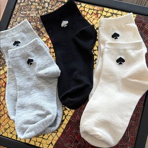 5 Pairs-Black, Gray, and White Kate Spade Ankle Socks